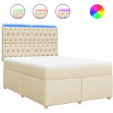 vidaXL Krevet s oprugama i madracem krem 160x200 cm od tkanine | shoptok.hr