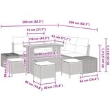  Sjedeća garnitura za vrt 9 kom. Bež poliratan 209 x 209 x 85 cm | Shoptok.si
