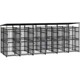 vidaXL zunanji pasji boks s streho jeklo 11,06 m² | Shoptok.si