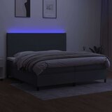  Box spring postelja z vzmetnico LED temno siva 200x200 cm blago, (20761160) | Shoptok.si