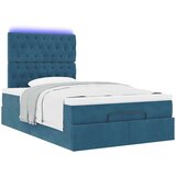 vidaXL Otomanski posteljni okvir z vzmetnicami moder 120x200cm žamet | Shoptok.si