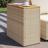vidaXL Vrtna miza z leseno mizno ploščo bež 58x27,5x55 cm poli ratan | Shoptok.si