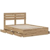  Bed Frame with Storage and Headboard Artisan Oak 120 x 200 cm | shoptok.hr