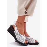 VINCEZA Leather Perforated Women's Sandals On Wedge | Shoptok.si
