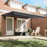 vidaXL Avtomatska retraktibilna tenda oranžne in bele barve 350x250 cm | Shoptok.si