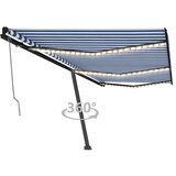 vidaXL Avtomatska tenda LED + senzor 600x350 cm modra in bela Cene