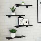 Police za knjige 4 pcs Crna 40 x 10 x 1,5 cm Konstruirano drvo | shoptok.hr