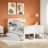  Krevet s regalom z knjige bez madraca bijeli 135x190cm borovina | shoptok.hr