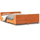 Maison Chic Posteljni okvir - Dvoposteljna postelja - Zakonska postelja brez vzmetnice vošč. rjav 150x200 cm borovina-J13099, (21768922) | Shoptok.si