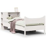 vidaXL Posteljni okvir brez vzmetnice bel 100x200 cm trdna borovina | Shoptok.si
