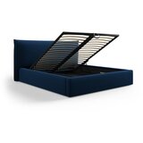 Milo Casa Tamno plavi tapecirani bračni krevet s prostorom za odlaganje s podnicom 140x200 cm Elio – | shoptok.hr