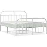 Metalni okvir kreveta uzglavlje i podnožje bijeli 150 x 200 cm | shoptok.hr