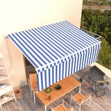vidaXL Ročno zložljiva tenda s senčilom 4x3 m modra in bela Cene