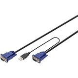 Digitus KVM priključni kabel [1x VGA-vtič - 2x PS/2-vtič\, USB 2.0 vtič A\, VGA-vtič] 1.80 m črn (20416534) | Shoptok.si