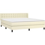  Boxspring - Krevet s oprugama i madracem krem 180x200 cm od umjetne kože - Krema 180 x 200 cm gumbi | shoptok.hr