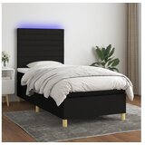  Box spring postelja z vzmetnico LED črna 90x190 cm blago | Shoptok.si