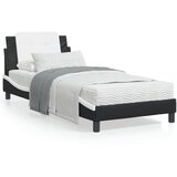 vidaXL Posteljni okvir z vzglavjem črn in bel 90x200 cm umetno usnje | Shoptok.si