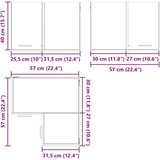 vidaXL Viseča omarica s polico Riga Črni hrast in bela 57 x 57 x 40 cm | Shoptok.si