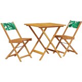  3-dijelni bistro set od tkanine i masivnog drva uzorkom lišća | Eponuda.com