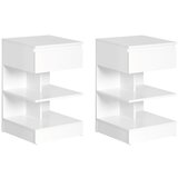 SoBuy Komplet 2 nočnih omaric z enim predalom Bela 38.99x38.99x65cm Funkcionalen FBT49-WX2, (5000117410) Cene