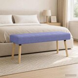  Klupa s utorima Traper plava 110 x 40 x 46 cm Tkanina Slike