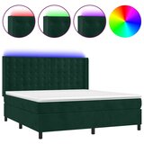 Krevet box spring s madracem LED tamnozeleni 180x200 cm baršun - Tamnozelena 180 x 200 cm gumbi | shoptok.hr