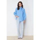 Trendyol Blue Baby Collar Accessory Cotton Woven Shirt | shoptok.hr
