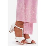 EVENTO Ladies Heeled Sandals With Decorative Strap Eco Leather White Triavera | Shoptok.si