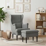  Fotelja s footstoolom 2 kom. Tamnosiva Baršun | shoptok.hr