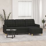  The Living Store Trosed s stolčkom za noge črn 180 cm blago - Trosed S Stolčkom Za Noge, (21485113) Cene