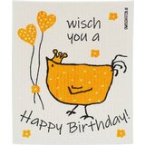 OWOSCHFETZN Gobasta krpa "Kokoš Berta - Happy Birthday" - Rumena Cene
