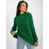 Fashion Hunters Green openwork oversize sweater with long sleeves Cene