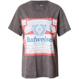Nasty Gal Majica 'Budweiser' modra / bazaltno siva / rdeča / bela