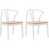  Stolac za blagovanje 2 pcs Bjela i prirodna Čvrsto drvo od gume | shoptok.hr