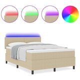 Box Spring Krevet s Madracem &amp LED Svjetlom Zelena Siva 140x200 cm Tkanina od kordure | shoptok.hr