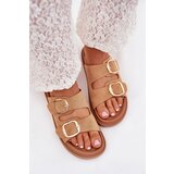 Boto Womens Platform Sandals With Golden Buckles Camel Verena | shoptok.hr