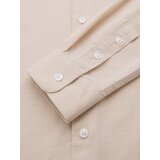Ombre Men's linen shirt with collar and pocket REGULAR FIT - cream | Shoptok.si