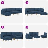  Set namještaja za dnevni boravak s jastukom 5 pcs Plava Tkanina | shoptok.hr