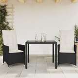 vidaXL 3-dijelni bistro set s jastucima crni od poliratana Cijene