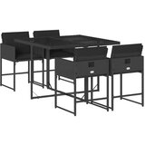  5-dijelni vrtni blagovaonski set s jastucima od poliratana crni | shoptok.hr