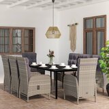  9-dijelni vrtni blagovaonski set s jastucima sivo-crni | shoptok.hr
