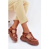 EVENTO Eco Leather Sandals Women With Buckles Camel Mireza | Shoptok.si