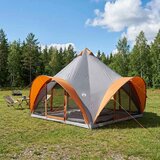 Tipi šator s krovom Siva i narančasta 6 osoba Poliester i čelik Cijene
