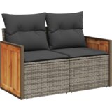 vidaXL Set od 8 komada sofe za baštu s jastučićima Siva Poli Ratan Akacija | shoptok.hr