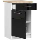 AKORD Oliwia Kuhinjska Spodnja Omarica, 1 Predal In Delovni Pult, Bela/Črna V Visokem Sijaju, (5000333119) | Shoptok.si