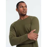 Ombre Men's longsleeve with "waffle" structure - olive
