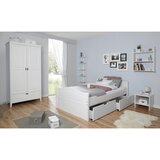 MID.YOU Postelja S Predalom Leni, 140x200, Bor, Bela, Masivno | Shoptok.si