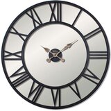 Wallity Zidni sat Retro Metalni Ogledalo s Rimskim Brojevima, 76x76 cm, Crni Cijene