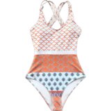  ženski jednodelni kupaći kostim J3 belo-narandžasti Cene