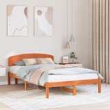  Krevetni okvir s uzglavom Ulaštena smeđa 120x190 cm Masivna borovina | shoptok.hr